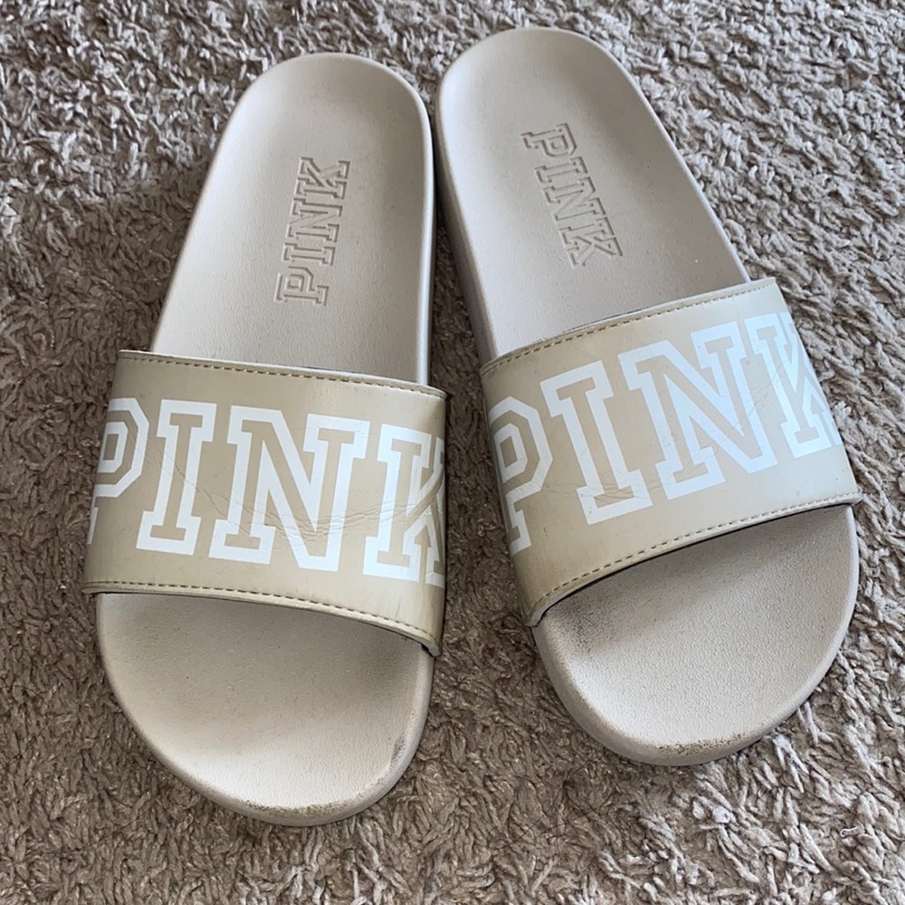 Tan PINK Victorias Secret Slides
